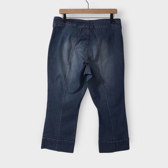 Vintage Y2K Vigoss Jeans Cropped Wide Leg Denim Sz 15/16 Red Stitching 90s 2000s - Picture 5 of 12